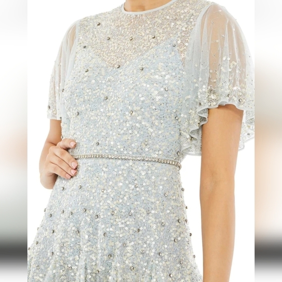 Mac duggal 93655 Grey 10 NWT, MOB perfect Cap Sl Aline - Picture 1 of 8